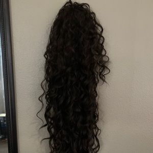 Long curly Brazilian hair drawstring ponytail